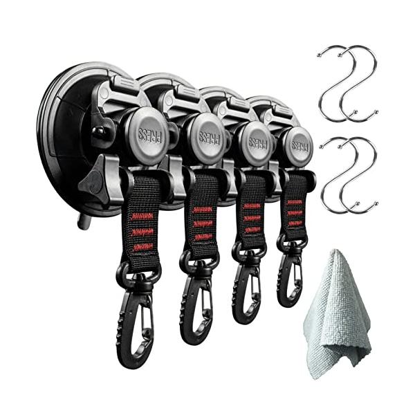 roseddy 吸盤フック 強力 カーサイドタープ タープ用 車連結 直径9cm 耐荷重30kg ブラック 4個入り