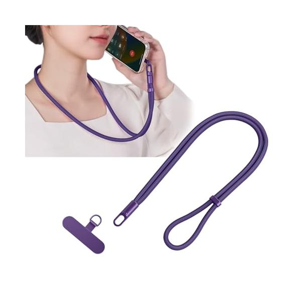 [Lamiishop] ネックストラップ スマホストラップ 首掛けストラップ 金属製ホルダー付き 携帯ストラップ 首掛け 360°回転 7mm太