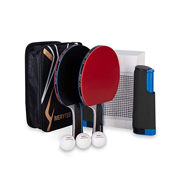 他サイト： Merytes ポータブル 卓球 ラケット ポータブル 卓球セット ラケット2本 ピンポン球6個 卓球用品 卓球ラケット 卓球ボールの商品画像
