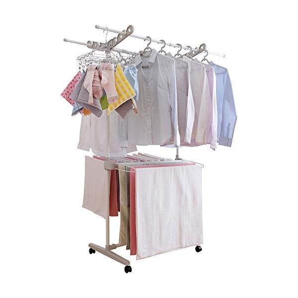 キャスター付きタイプ(3人用相当)ホワイト/4)簡単組立(キャスター付)/W700KR・Style:キャスター付きタイプ(3人用相当)・パッケージ個数:1・商品サイズ(cm):幅約118.5×奥行約70.5×高さ約163・重量(kg):約3...