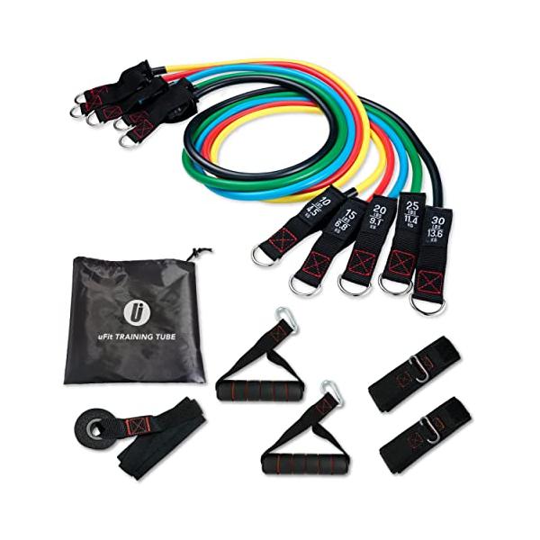 日本国内メーカーuFit Training Tube トレーニング チューブ 強度別5本セット 最大 45.5kg プロアスリート 水谷隼 愛用