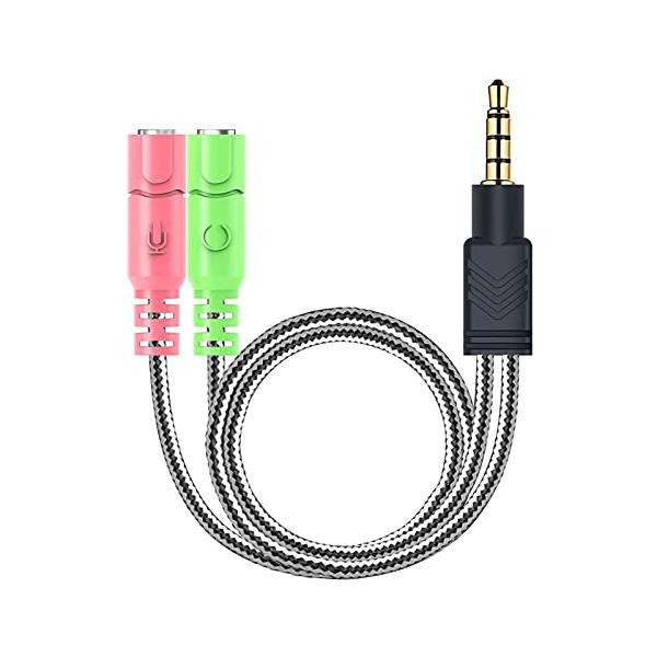 他サイト： MillSO オーディオ変換ケーブル 3極メスx2-4極オス ヘッドホン+マイク用変換アダプタケーブル 4極 変換 ステレオミニプラグ 分配ケーの商品画像