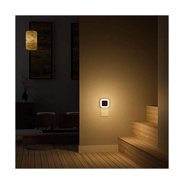 他サイト： SOAIY ナイトライト 明暗センサーライト 明るさ調節可 コンセント 室内 ワイヤレス 小型 廊下 階段 寝室 2個セット (電球色)の商品画像