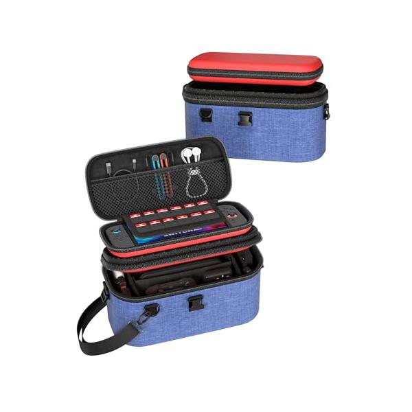 ProCase Switch2 ケース 2025年モデル専用 トラベルケース ハード 大容量　持ち運び便利 耐衝撃 防塵　ポーチ -ブルー &amp;