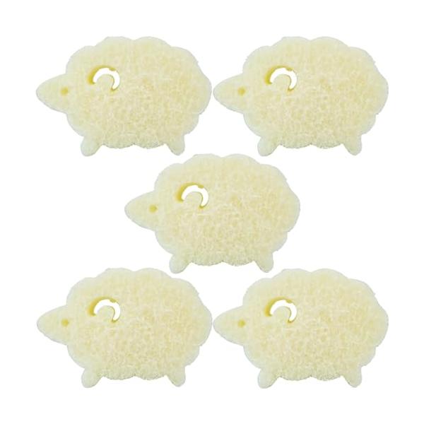 他サイト： オーエ 食器用 スポンジ ホワイト 縦7.3cm×横11cm×高さ3.5cm cf キッチンスポンジ ひつじ モコモコやさしく 洗う 5個セットの商品画像