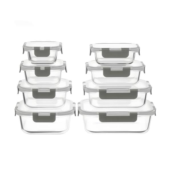 ガラス製調味料入れ8個セット(業務用) AILTEC 耐熱ガラス 保存容器 8個セット 密閉 ガラス容器 電子レンジ