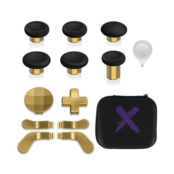 eXtremeRate Xbox Elite Series 2コントローラーに対応用13 in 1コンビメタルキット、金属製サムスティック6本&