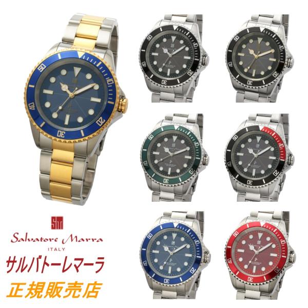 サルバトーレマーラ 腕時計 電波時計 ソーラー充電 SM22110 Salvatore Marra 42×42mm（リュウズ除く）10気圧防水 ステンレスベルト メンズ 男性用 1年保証付