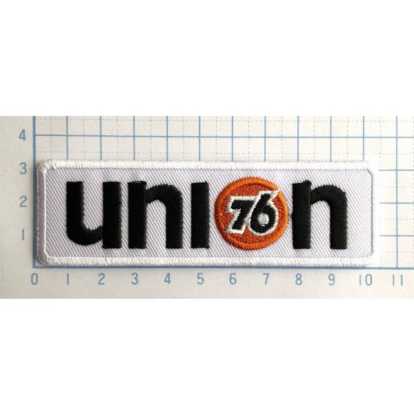 union 76 白 黒ロゴ 四角型 【のりもの ロゴ マーク ワッペン 刺繍