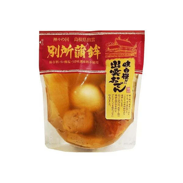 こだわりの蒲鉾屋さんが作った常温保存ができる便利なおでんです。ささがきごぼう天・鯵はんぺん・イカつみれ・プレーン天・出雲野焼・こんにゃく・大根・卵の8種8個入りです。保存料、リン酸塩、うま味調味料は使用していません。■原材料：魚肉（日本、ニ...