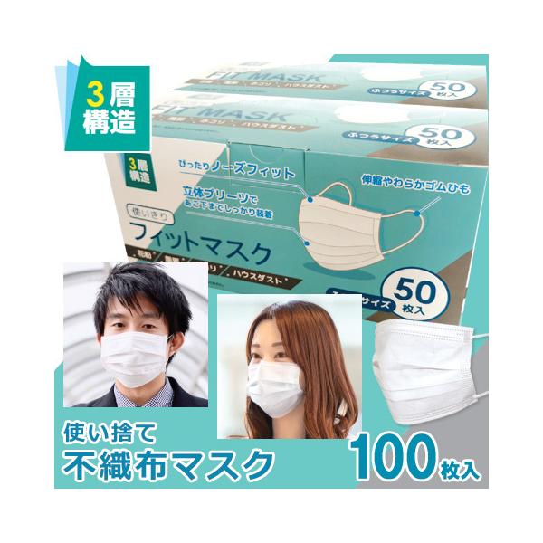 }XN sDz}XN 100  ӂ ĝ }XN 3w\ 50×2 jp p 炩 ʋC ėpɍœK i  FIT-MASK-100