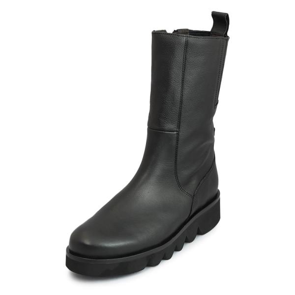 未使用/24.0 サヤ SAYA ロングブーツ ハーフジップ ローヒール レザー SAYA（サヤ） ラボキゴシ 51224 B ブラック ハーフブーツ シークレット