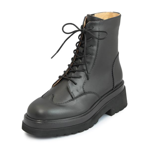around the shoes ブラックレザーブーツ ジッパー付き あしながおじさん 6701575 BL ブラック レースアップブーツ ファスナー