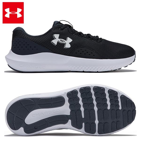 24FW UA チャージド サージ4 エクストラワイド (3028249) 送料無料 メンズ ランニングシューズ 幅広 WIDE 4E ブラック