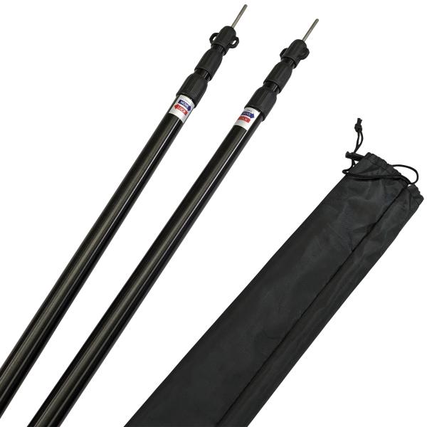 テントポール ブラック 2本セット 90から230cm 高さ無段階調整