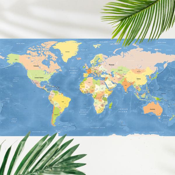 世界地図 ポスター [ミニマム] 英語 オフィス インテリア  World Map ウォールステッカー Hotdogger