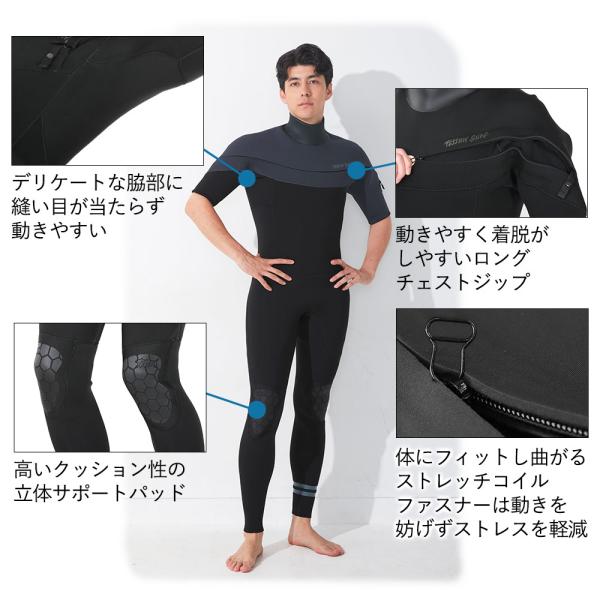 FELLOW �E�F�b�g�X�[�c �V�[�K�� 3mm �����Y �����O�`�F�X�g�W�b�v �T�[�t�B�� �W���[�W �X�g���b�` ���{�K�i SUP ���i�摜2