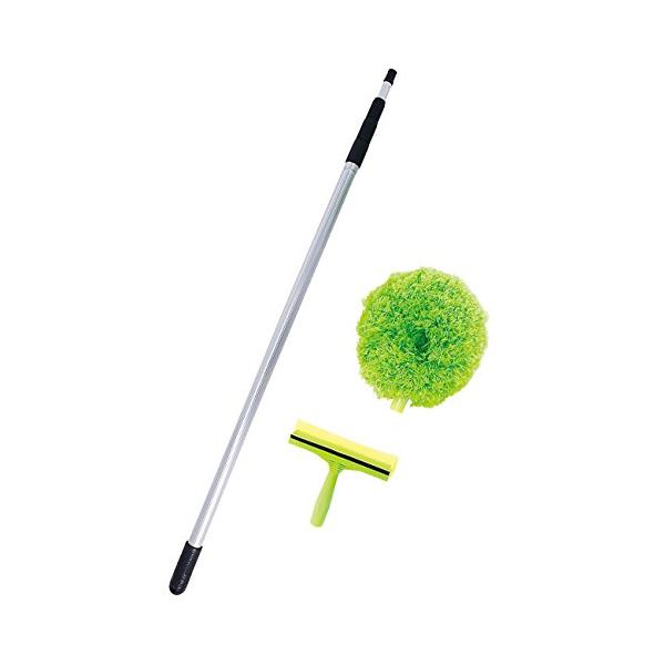 ロングモップ・グリーン 116〜370×3.5cm×23cm 092210・・Style:ロングモップ・あきらめていた届かない汚れにこれ１本・[サイズ]〈ポール〉約116〜370×3.5cm、〈マイクロファイバーモップ〉約25×8×23cm...