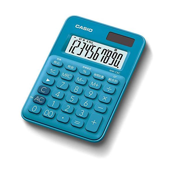 電卓・レイクブルー 1個 (x 1) MW-C8C-BU-N・・Color:レイクブルー・毎日がもっとワクワクする、ポップでキュートな電卓・ラウンドフォルムで使いやすいミニミニジャストタイプ・【桁数】10【大きさ(奥行×幅×高さ)mm】12...