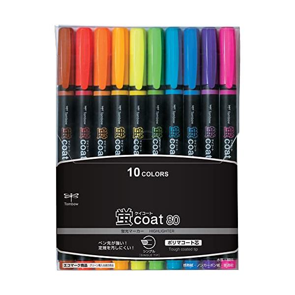 トンボ(Tombow) 鉛筆 蛍光ペン 蛍コート80 10色 WA-SC10C