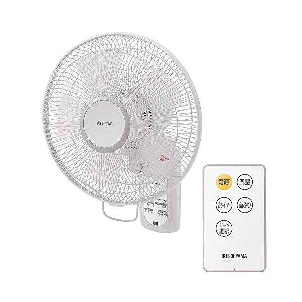 【節電対策】 アイリスオーヤマ 扇風機 壁掛け 首振り 風量3段階 リモコン付 タイマー付 リズム風 快眠モード マイコン式 ホワイト WFC-