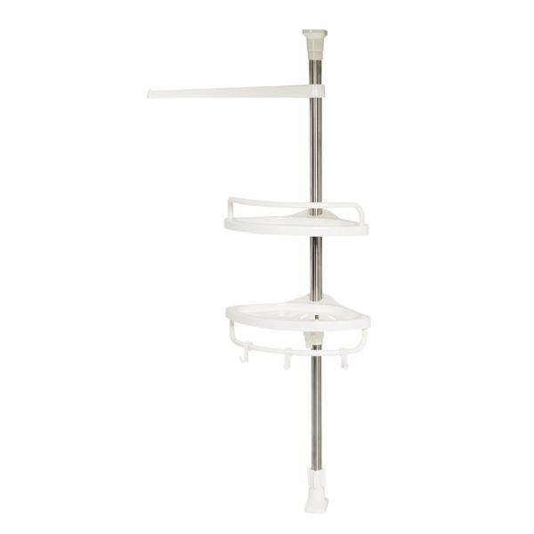 突っ張りキッチンコーナー棚2段ホワイト/幅26×奥行19.5×高さ63-105cm/HB-3744・Color:ホワイトStyle:突っ張りキッチンコーナー棚2段・パッケージ個数:1・サイズ:(約)幅26×奥行19.5×高さ63-105cm...