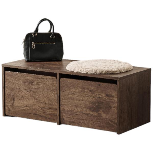 カントリー素朴な・ブラウン 幅90 RBC-1136BR・【商品サイズ】：(約)幅90×奥行40×高さ35×座面高35cm・【3WAYで用途いろいろ】ローデスクとして使ったり、腰掛けたり、収納したり、様々なシーンで活躍するワゴン付きベンチ・...