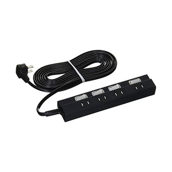4口ブラック/3m/HS-TPK43PBT-K・パッケージ個数:1・コンセント:4個口(br)プラグ形状:L型(br)15A 125V 合計1500ワットまで(br)コード長:3m
