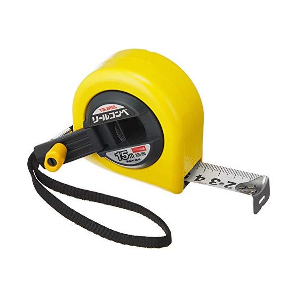 イエロー/長さ15 m/R25-150BL・パッケージ個数:1・リール式(手回し式コンベックス)である・0点補正移動爪・ショックアブソーバー付・製品重量:452g・材質:テープ:SK85(旧SK5)・ケース:ABS樹脂