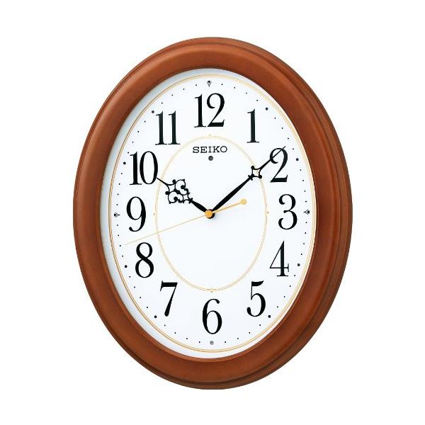 セイコークロック(Seiko Clock) セイコー クロック 掛け時計 電波 アナログ 楕円型 木枠 茶 木地 KX390B