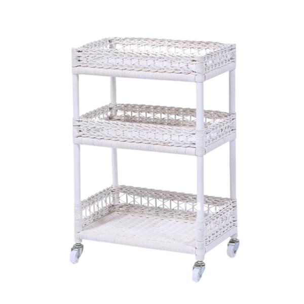 サンフラワーラタン バスケット ランドリーワゴン ラタン(籐) ホワイト