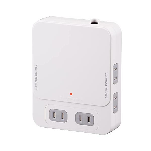 コンセント6個口-/-/HS-TK6TV1-W・パッケージ個数:1・コンセント:6個口・15A 125V 1500W以下・本体材質:難燃性ABS・本体質量:(約)327g・本体寸法:(約)幅120×高さ155×奥行34mm(プラグ含まず)