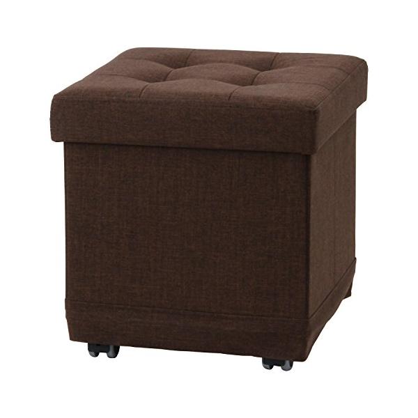 折りたたみ・ブラウン 幅38cm 51302・・Color:ブラウンPatternName:スツール・サイズ：幅38×奥行38×高さ39.5cm・素材・材質：繊維板、ポリエステル、ウレタンフォーム・原産国：中国・キャスター付き