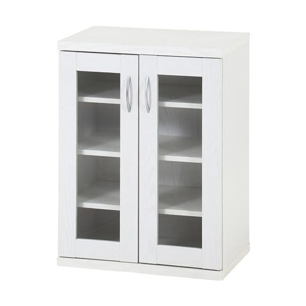 キャビネットオークホワイト/中型/73410・Color:オークホワイトStyle:キャビネット・パッケージ個数:1・サイズ： 幅60×奥行41.5×高さ80cm・本体重量:19kg・材質：構造部材：プリント紙化粧繊維板　構造部材（扉）：ガ...