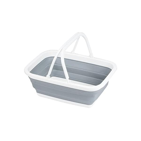 角型・グレー マルチバスケット角型 HB-6357・製品サイズ:(約)使用時/幅38.5×奥行28.5×高さ16cm、収納時/幅38.5×奥行28.5×高さ6.5cm・製品重量:(約)0.54kg・素材・材質:ポリプロピレン・熱可塑性エラス...