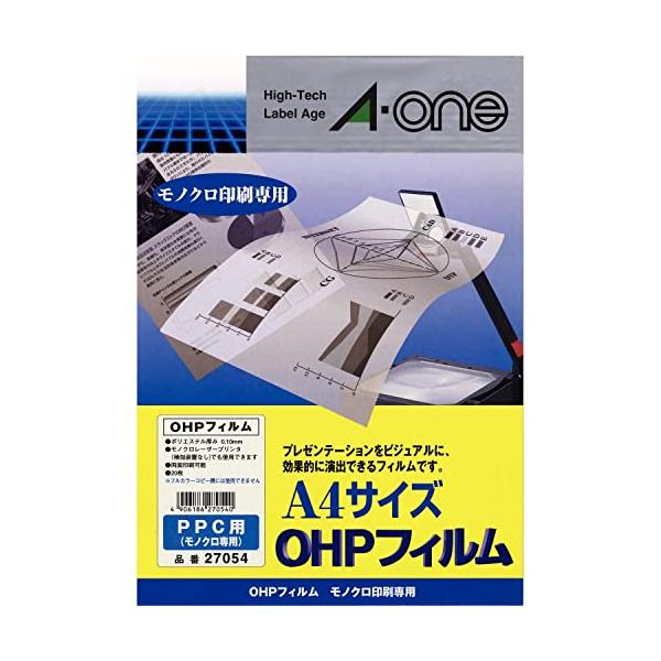 4.モノクロ専用×20シート・ 通常品(20枚) 27054・・Style:4.モノクロ専用×20シート・製品型番:27054・材質:ポリエステルフィルム・ラベルサイズ:210mm×297mm(1列×1段)・対応プリンタ:レーザーモノクロコ...