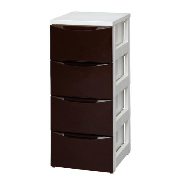 アイリスオーヤマ チェスト 4段 届いてすぐ使える完成品 スリム 幅32.4×奥行41×高さ80.5cm ホワイト / ブラウン 白 プラスチッ