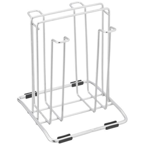 モダン・シルバー  HB-3948・・PatternName:グラススタンド・製品サイズ:(約)幅12.5×奥行12.5×高さ15.5cm・製品重量:(約)0.22kg・素材・材質:本体/ステンレス鋼、すべり止め/ポリプロピレン・生産国:中国