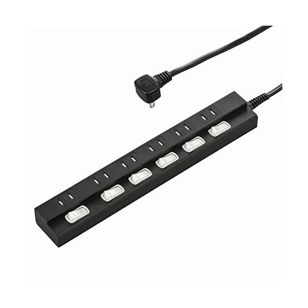 6口ブラック/3m/HS-TPK63PBT-K・パッケージ個数:1・コンセント：6個口(br)プラグ形状：L型(br)15A 125V 合計1500ワットまで(br)コード長：3m