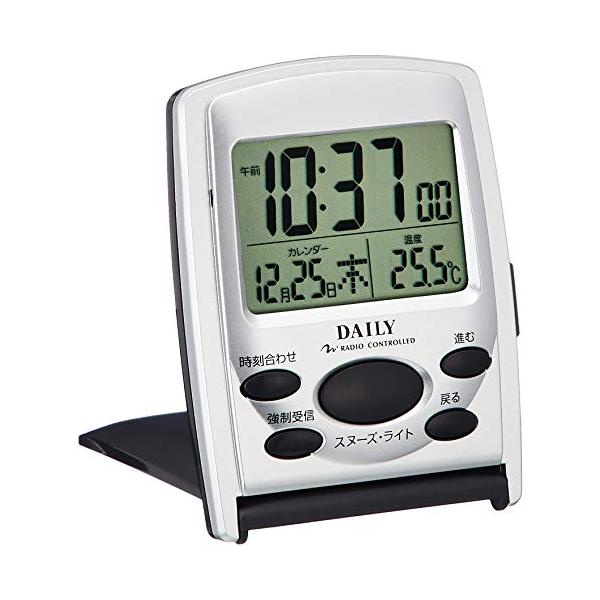 ・シルバー 9.1×7.0X2.2cm 8RZ107DN19・サイズ:9.1×7.0X2.2cm、本体重量:90g・使用電源：アルカリ単四形x2本(別売)・ムーブメント：電波時計・アラーム：電子音・温度計、カレンダー