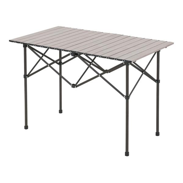 99.5×58.5cmウッド調/99.5×58.5/RT20-100・Style:99.5×58.5cm・パッケージ個数:1・ずれにくい天板連結構造のアルミローテーブル・ロールタイプ天板なのでコンパクトに収納・使用シーンに応じ、2通りの高さ...