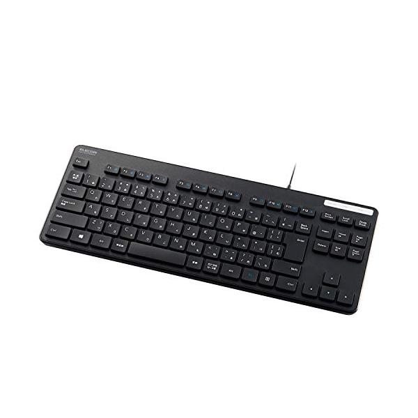 エレコム 有線キーボード TK-FCM107KBK 薄型 メンブレン式 抗菌 コンパクト テンキーレス ブラック