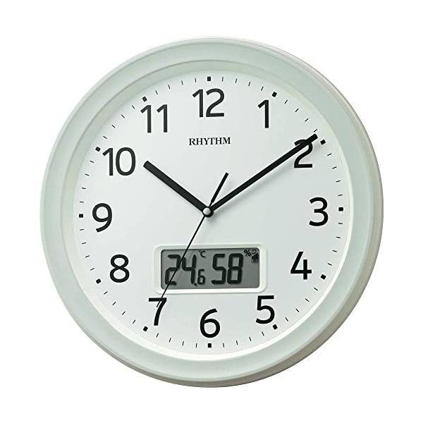 リズム(RHYTHM) 掛け時計 電波時計 アナログ デジタル 連続秒針 温度 湿度 カレンダー 白 Φ32.5x5cm 8FYA02SR03