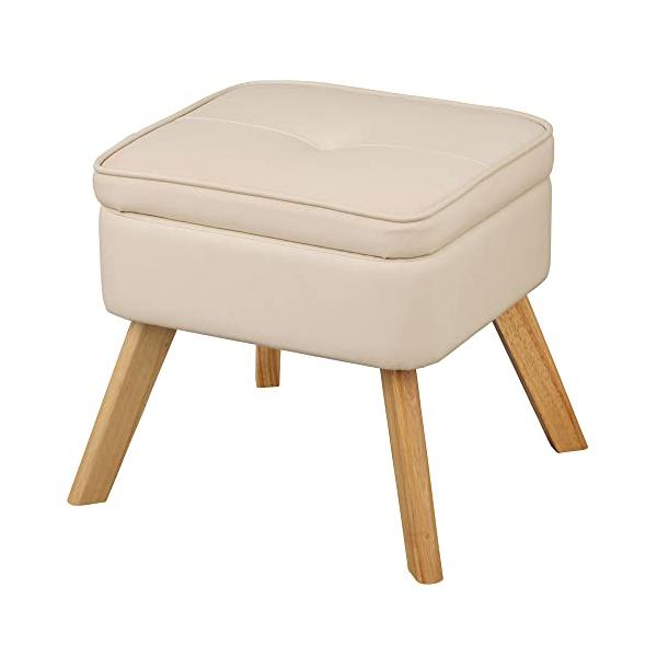 ・アイボリー(レザー) 42×37×41 LEC-OT・・Color:アイボリー(レザー)・商品サイズ（cm）：幅約42×奥行約37×高さ約41・耐荷重：約90kg・主要材質：構造部材／合板・合成樹脂化粧繊維板、脚部／天然木、張り材／PUレ...