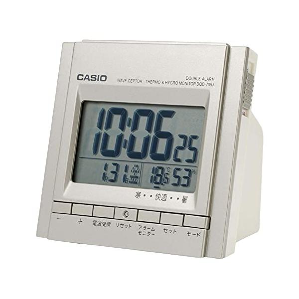 ・シルバー 86×92×65mm DQD-705J-8JF・機能:電波受信機能(自動受信/手動受信)、電波受信ONOFF機能、温度表示、湿度表示、快適度インジケーター、電子音ダブルアラーム、スヌーズ機能、カレンダー表示、ブルーLEDライト(...