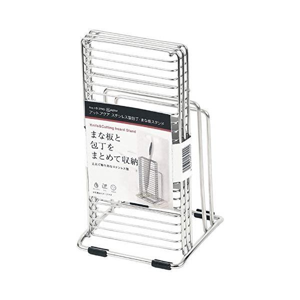 ステンレス製・シルバー  HB-3945・・PatternName:包丁・まな板スタンド・製品サイズ:(約)幅11.5×奥行12×高さ22cm・製品重量:(約)0.3kg・素材・材質:本体/ステンレス鋼、すべり止め/ポリプロピレン・生産国:中国