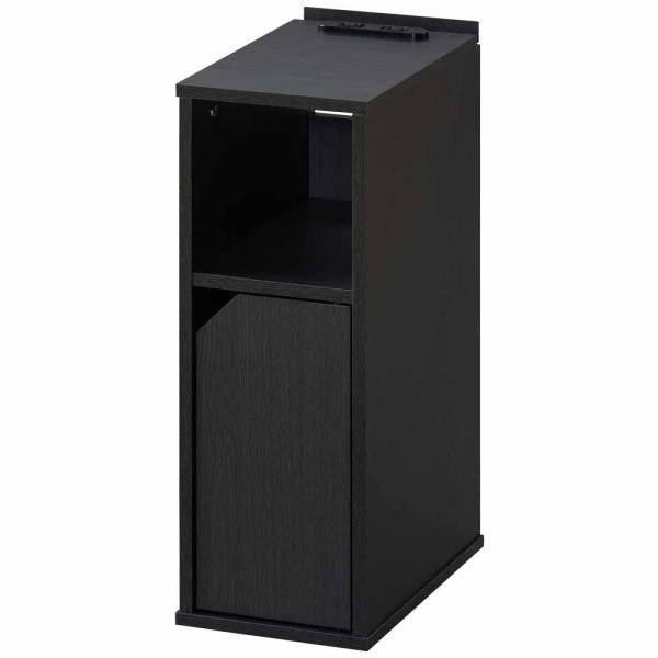 扉付きブラック/‐/NTB-180T・Color:ブラックStyle:扉付き・パッケージ個数:1・商品サイズ（cm）：［商品外寸］幅約18×奥行約29.6×高さ約50.9［上棚内寸］幅約15×奥行約27.4×高さ約15.4［下棚内寸］幅約1...