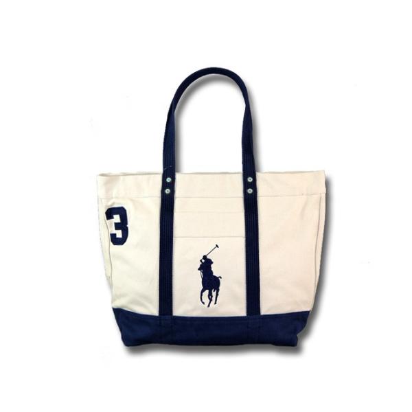 ポロ・ラルフローレン Polo Ralph Lauren Tote Bag ジップ トートバッグ ビッグポニー WHITE