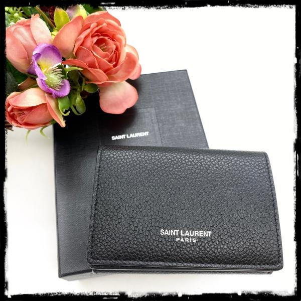 SAINT LAURENT 】サンローラン レザー 三つ折り財布 コンパクト ミニ