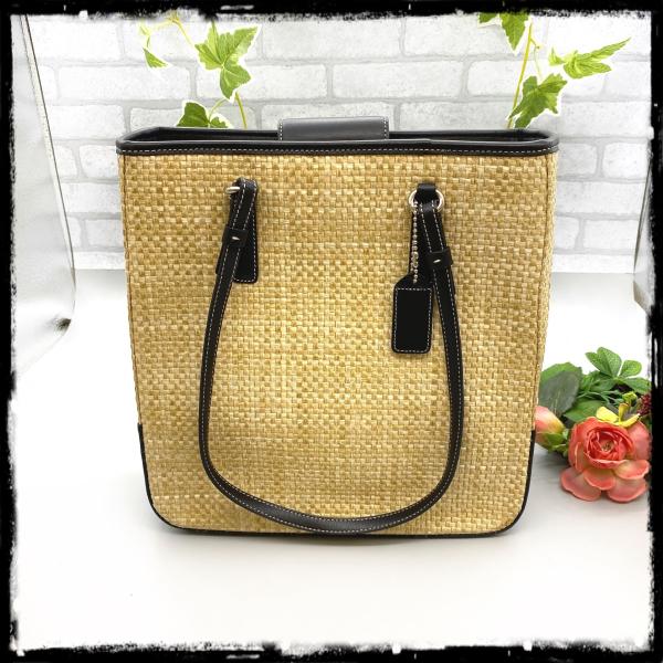 COACH コーチ ストロー カゴ トートバッグ レッド 8157 公式】COACH